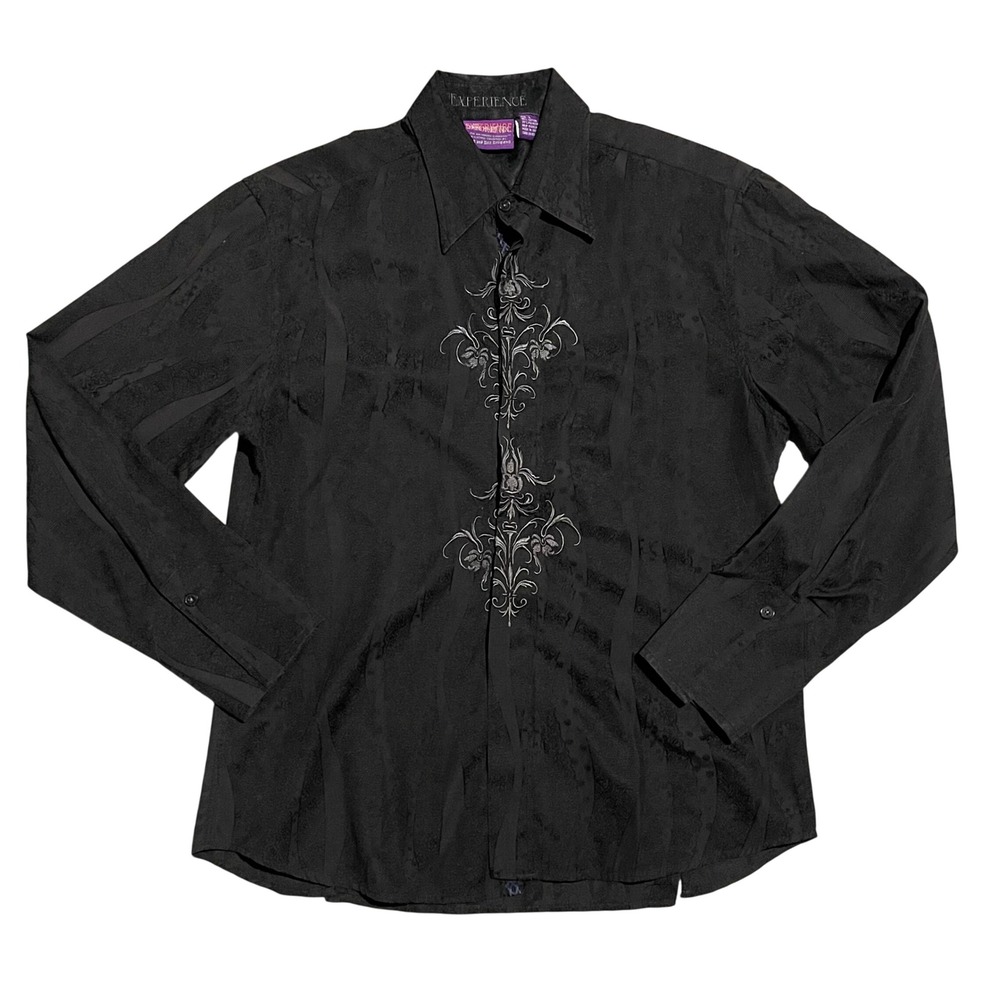 Jimi Hendrix Experience Rock and Roll Religion Mens Black Jacquard Shirt Large